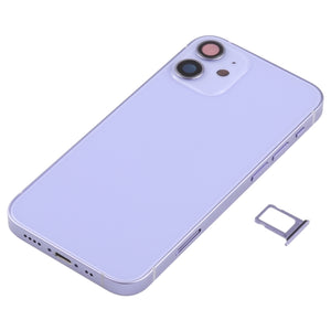 Battery Back Cover (with Side Keys & Card Tray & Power + Volume Flex Cable & Wireless Charging Module) for iPhone 12 Mini(Purple)