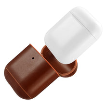 ICARER For Apple AirPods 1 / 2 Ring Buckle Version Retro Earphone Protective Leather Case(Coffee)