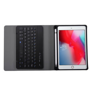 A05B Bluetooth 3.0 Ultra-thin ABS Detachable Bluetooth Keyboard Leather Tablet Case for iPad mini 5 / 4 / 3 / 2, with Holder(Black)