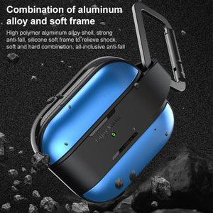 Mutural Rugged Utility Protective Case with Hook For AirPods 3 (Blue)