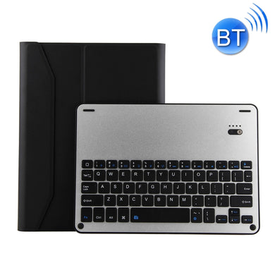 FT-1038E Detachable Bluetooth 3.0 Aluminum Alloy Keyboard + Lambskin Texture Leather Tablet Case for iPad Air / Air 2 / iPad Pro 9.7 inch, with Pen Slot / Water Repellent / Three-gear Angle Adjustment / Magnetic / Sleep Function (Black Silver)