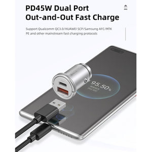 awei C-708 PD 45W USB + Type-C / USB-C Mini Car Charger