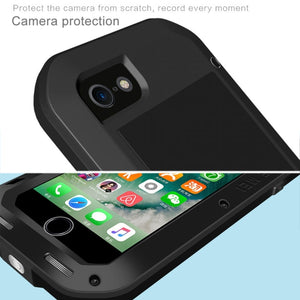 LOVE MEI for  iPhone 7 Professional and Powerful Dustproof Shockproof Anti-slip Metal Protective Case(Black)
