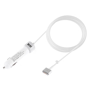 60W 5.1V 2.1A USB Interface Car Charger with 16.5V 3.65A T MagSafe 2 Interface Data Cable(White)