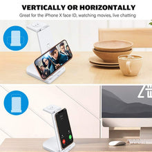 10W 3 in 1 QC 3.0  Vertical Multi-function Wireless Charger with Stand Function, Suitable for Mobile Phones / Apple Watch / AirPods (Black)