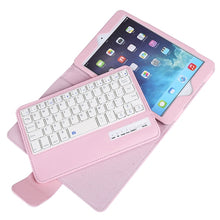 SPM01 For iPad mini 5 / 4 / 3 / 2 / 1 Litchi Texture Detachable Plastic Bluetooth Keyboard Leather Tablet Case with Stand Function(Pink)
