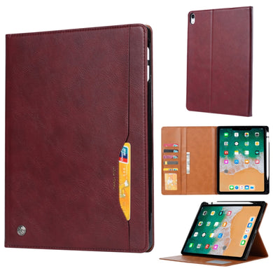 Knead Skin Texture Horizontal Flip Leather Case for iPad Pro 12.9 inch 2018, with Photo Frame & Holder & Card Slots & Wallet & Pen Slot (Wine Red)