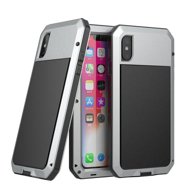 For iPhone XS Max Metal Shockproof Waterproof Protective Case (Silver)