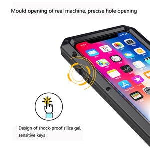 For iPhone XS Max Metal Shockproof Waterproof Protective Case (Silver)