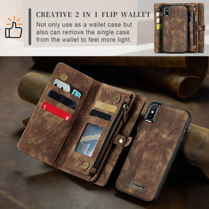 For iPhone XS Max CaseMe Detachable Multifunctional Horizontal Flip Leather Case with Card Slot & Holder & Zipper Wallet & Photo Frame (Brown)