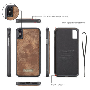 For iPhone XS Max CaseMe Detachable Multifunctional Horizontal Flip Leather Case with Card Slot & Holder & Zipper Wallet & Photo Frame (Brown)