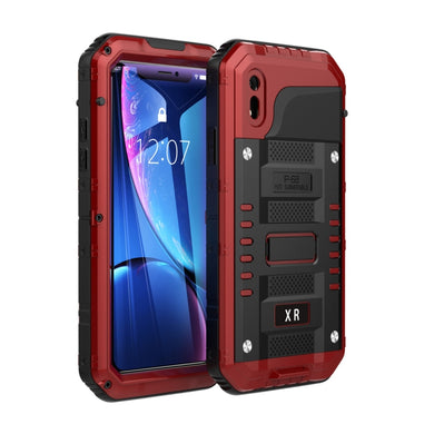 For iPhone XR Waterproof Dustproof Shockproof Zinc Alloy + Silicone Case (Red)