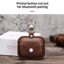 CF1108 For AirPods Pro Crazy Horse Texture Earphone Protective Leather Case with Hook(Brown)