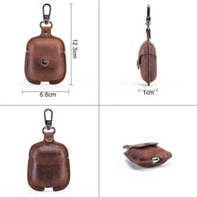 CF1100 For AirPods 1 / 2 Crazy Horse Texture Earphone Protective Leather Case with Hook(Dark Coffee)