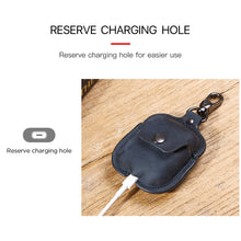 CF1100 For AirPods 1 / 2 Crazy Horse Texture Earphone Protective Leather Case with Hook(Dark Coffee)