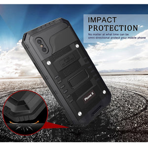 For iPhone X / XS Waterproof Dustproof Shockproof Zinc Alloy + Silicone Case (Black)