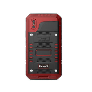 For iPhone X / XS Waterproof Dustproof Shockproof Zinc Alloy + Silicone Case (Red)