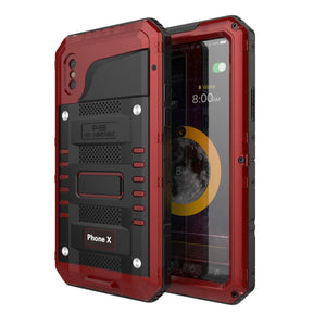 For iPhone X / XS Waterproof Dustproof Shockproof Zinc Alloy + Silicone Case (Red)