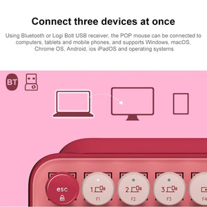 Logitech POP KEYS Round Button Bluetooth Mechanical Keyboard (Pink)