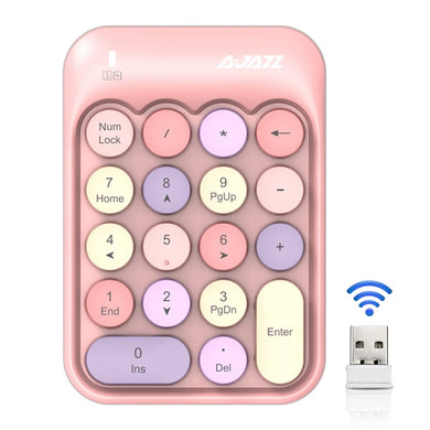Ajazz AK18 2.4G Mini Wireless Mixed Color Keys Numeric Keyboard (Pink)