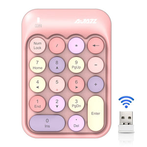 Ajazz AK18 2.4G Mini Wireless Mixed Color Keys Numeric Keyboard (Pink)
