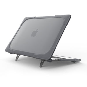 For Macbook Pro 13.3 inch (A1708) & with Touchbar (A1706) Laptop TPU + PC Folding Shockproof Protective Case with Holder(Grey)