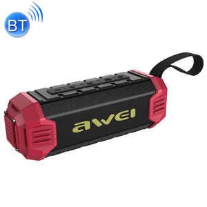 awei Y280 IPX4 Bluetooth Speaker Power Bank with Enhanced Bass, Built-in Mic, Support FM / USB / TF Card / AUX(Red)