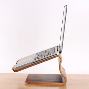 SamDi Artistic Wood Grain Desktop Heat Radiation Holder Stand Cradle for Apple Macbook, ASUS, Lenovo(Coffee)