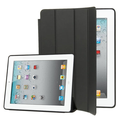 4-folding Slim Smart Cover Leather Case with Holder & Sleep / Wake-up Function for iPad 4 / New iPad (iPad 3) / iPad 2(Black)