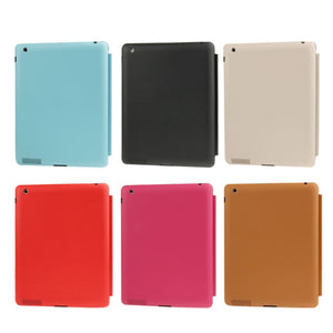 4-folding Slim Smart Cover Leather Case with Holder & Sleep / Wake-up Function for iPad 4 / New iPad (iPad 3) / iPad 2(Brown)