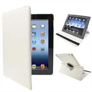360 Degree Rotatable PU Leather Case with Sleep / Wake-up Function & Holder for New iPad (iPad 3) / iPad 2 / iPad 4, White(White)