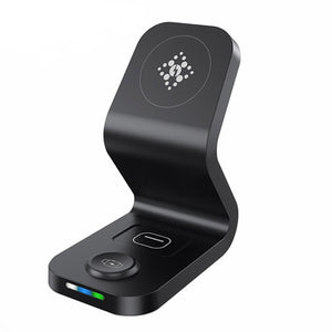 B-13 15W Max 3 in 1 Magnetic Wireless Charger for Mobile Phones & Apple Watchs & AirPods(Black)