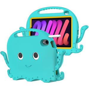 For iPad mini 6 Octopus Style EVA + PC Tablet Case with Strap(Glacial Green)