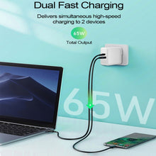 PD-65W USB-C / Type-C + QC3. 0 USB Laptop Charging Adapter + 1.8m USB-C / Type-C to MagSafe 1 / L Head Data Cable, UK Plug / US Plug(White)