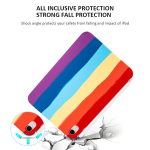 For iPad mini 6 Liquid Silicone Magnetic Pen Function Tablet Case(Rainbow)