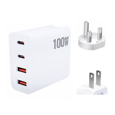 GaN 100W Dual USB + Dual USB-C/Type-C Multi Port Charger for Apple MacBook Series US / UK Plug