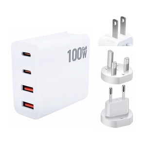 GaN 100W Dual USB + Dual USB-C/Type-C Multi Port Charger for Apple MacBook Series US / EU / UK Plug