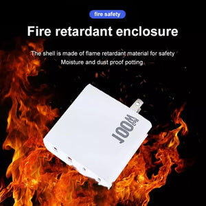 GaN 100W Dual USB+Dual USB-C/Type-C Multi Port Charger with  1.8m Type-C to MagSafe 1 / L Header Data Cable US / EU / UK Plug