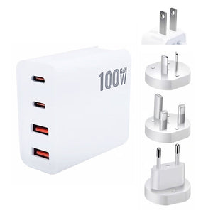GaN 100W Dual USB+Dual USB-C/Type-C Multi Port Charger with  1.8m Type-C to MagSafe 1 / L Header Data Cable US / EU / UK / AU Plug