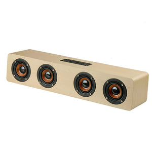 W8 Bluetooth 4.2 Speaker Four Louderspeakers Super Bass Subwoofer with Mic 3.5mm Support TF Card(Bin Wood)