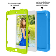 For iPad MINI 4/5 EVA + PC Flat Protective Shell with 360 ° Rotating Bracket(Blue+Grass Green)