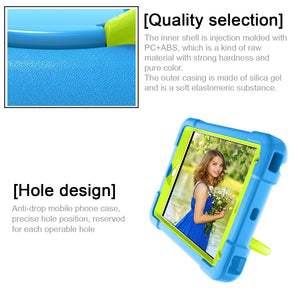 For iPad MINI 4/5 EVA + PC Flat Protective Shell with 360 ° Rotating Bracket(Blue+Grass Green)