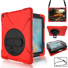 360 Degree Rotation Silicone Protective Cover with Holder and Hand Strap and Long Strap for iPad 2 / 3 / 4(Red)
