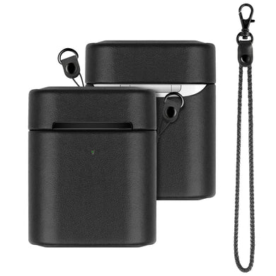 Wireless Earphone Protective Shell Leather Case Split Storage Box For Airpods 2(Black)