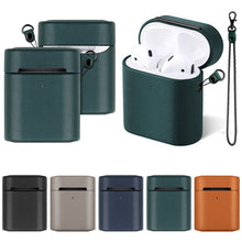 Wireless Earphone Protective Shell Leather Case Split Storage Box For Airpods 2( Green)