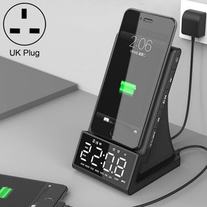 X7 Multifunctional Wireless Charging Bluetooth Speaker with Alarm Clock & Radio & Remote Control, Specification: UK Plug