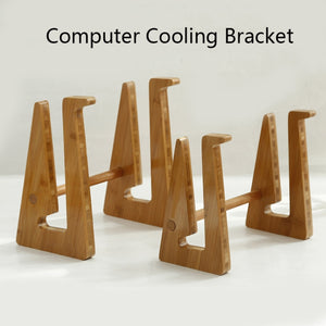 Small Bamboo Wood Computer Cooling Bracket Beech Wood Tablet Desktop Storage Rack