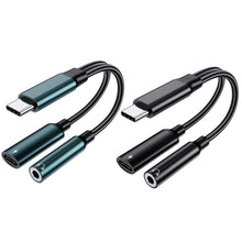 USB-C / Type-C Male To 3.5mm + Type-C Female 2 In 1 Audio Adapter Digital Aux Adapter Cable(Green)