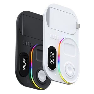 A06 3 in 1 Wireless Charger Fast Charging RGB Atmosphere Light with Clock For Smart Phone & iWatch & AirPods(White)