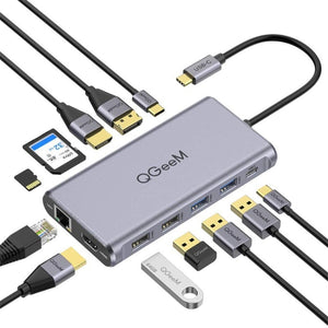 QGeeM 12 In 1 Triple Display 4K Type-C Extension HUB Adapter Support HDMI(QG-UH12-H)